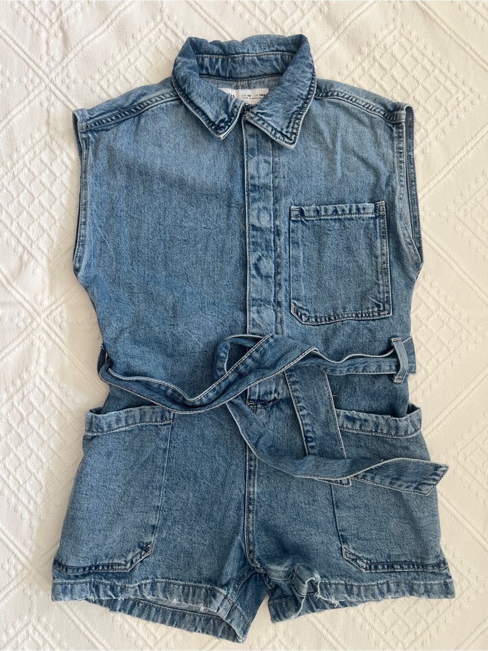 One-time worn Zara Light Blue Kid’s Denim Romper